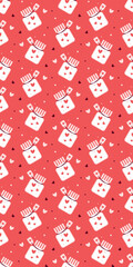 Poster - Adorable Jar of Hearts Pattern on a Coral Red Background Valentines Day seamless pattern Vertical social media stories reels design element, 14 February and anniversary. Vertical poster