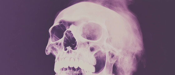 Poster - Distorted X-ray texture revealing unsettling details of a human skull