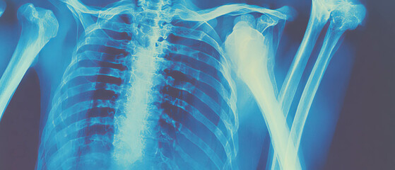 Poster - X-ray texture revealing anatomical details with visual depth and subtle design