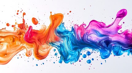 Aufkleber - Vibrant abstract painting, showcasing dynamic swirls of blue, pink, orange paint a visual symphony of color and texture.