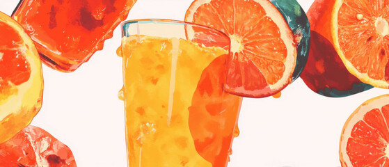 Poster - Refreshing fruit juice seamless pattern showcasing vibrant colors and natural textures