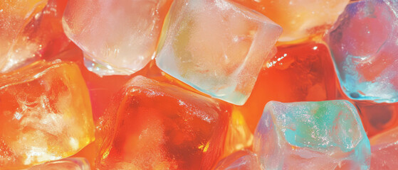 Poster - Colorful fruit punch with vibrant ice cubes for a festive atmosphere at a summer party