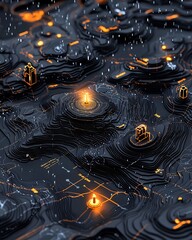 Poster - enchanting detailed fluid rainfall map with stunning topographic visualization of weather intricate 
