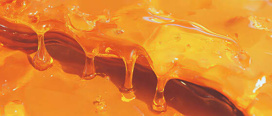 Poster - Dripping honey showcasing a golden texture and natural sweetness in close-up