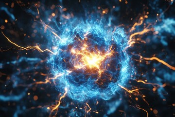 Wall Mural - a blue and orange explosion in space