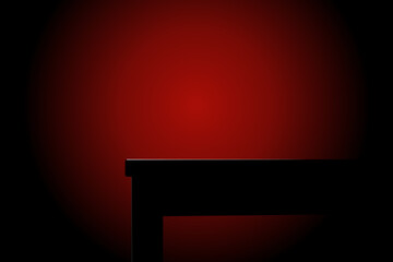 Wall Mural - the corner of the black table with red gradient glow light background, blank product studio, pedesta