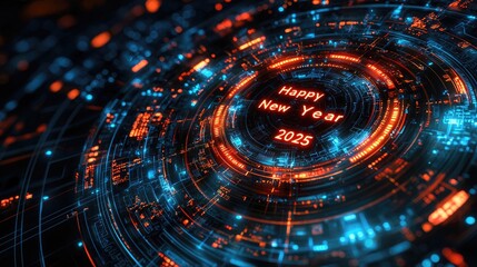 Poster - Futuristic New Year 2025 Digital Greeting