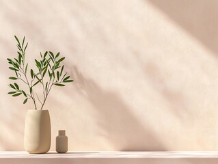 Poster - Calming and serene natural aesthetic with a delicate pastel color palette blending soft pink and beige tones featuring a subtle textured backdrop and a sleek