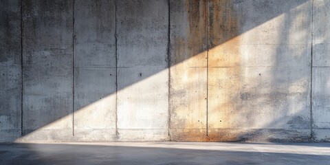 Canvas Print - Texture of concrete walls showcasing both light and dark shades. Panoramic view of the contrasting concrete wall texture, featuring a play of light and darkness.