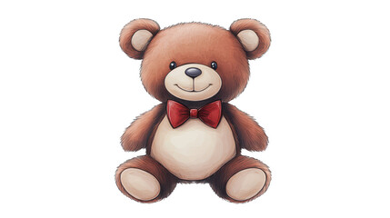 Wall Mural - Adorable teddy bear with a classic red bow tie, perfect gift for children and collectors