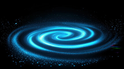 Poster - Abstract Design of Swirling Glowing Lines in a Cosmic Blue Spiral Formation