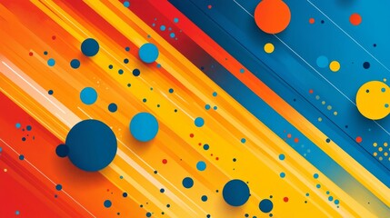 Leinwandbilder - Vibrant Abstract Art Featuring Dynamic Color Stripes, Circles, and Expressive Patterns