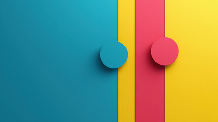Poster - Colorful Promotional Banner Design with Geometric Shapes and Flat View Perspective