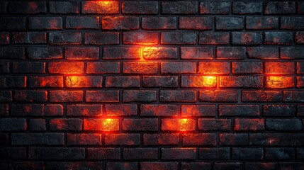 Leinwandbilder - Fiery Red and Black Brick Wall Texture with Glowing Elements for Modern Design Stories