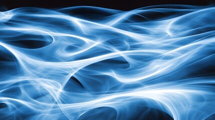Wall Mural - abstract blue smoke waves flowing energy background