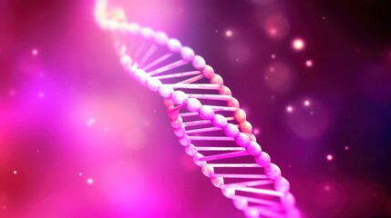 Poster - Luminous DNA Molecule in Smooth, Delicate Form on Vibrant Background Representing Human Genetics and Molecular Structure
