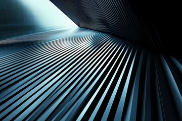 Poster - Abstract Blue Metal Striped Architectural Design