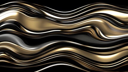 Wall Mural - abstract gold black silver waves luxury background
