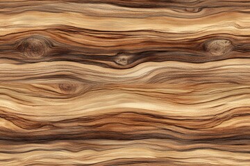 Wall Mural - Seamless wood grain texture, brown tones, knots, wavy lines, background design