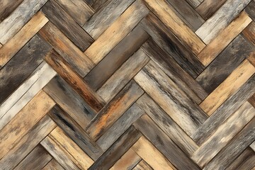 Wall Mural - Rustic herringbone wood floor texture background design