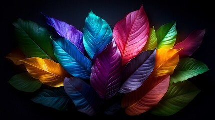 Wall Mural - Vibrant Rainbow Leaves: A Symphony of Colors