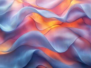 Fototapete - Pastel colored abstract waves flowing and mixing together