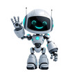 © Unlimited - Happy robot. 3d ai character, chat bot mascot isolated on white background, GPT chatbot icon. Artificial intelligence, trendy technology, support service, funny automaton computer