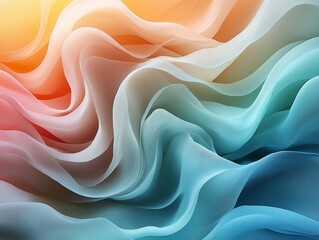 Fototapete - Colorful abstract flowing fabric creating smooth waves