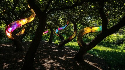 Luminous Swirls in the Sylvan Grove: A Symphony of Light and Nature