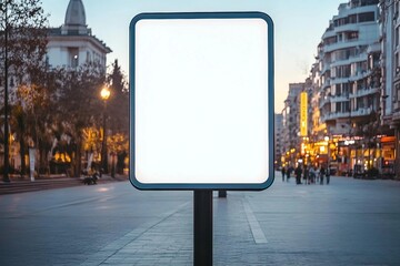 Wall Mural - Blank mock up of vertical street poster billboard on city background