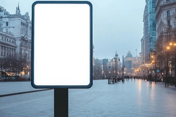 Wall Mural - Blank mock up of vertical street poster billboard on city background