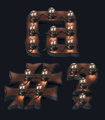 Poster - 3d rendered set of letters in loft steam-punk style with vintage bulb lamps