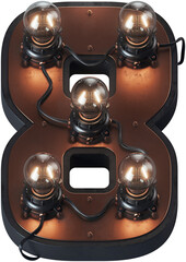 Poster - 3d rendered letter in loft steam-punk style with vintage bulb lamps and brass aged surface
