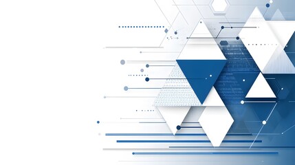 Abstract Tech Background  Blue and White Geometric Design
