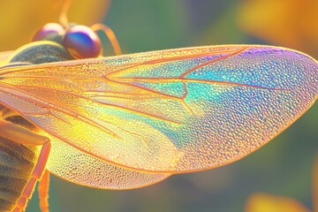 Wall Mural - Insect wing detail.  Vibrant colors and texture. AI.