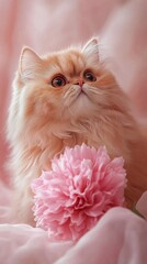 Cat With Flowers Isolated Image