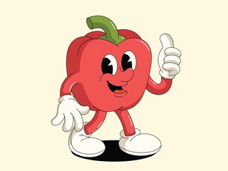 Wall Mural - Retro Cartoon Bell Peppers Character