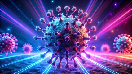 Wall Mural - virus cell neon background