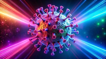 Wall Mural - virus cell neon background