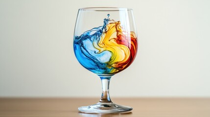 Wall Mural - colorful liquid swirling in a wine glass.