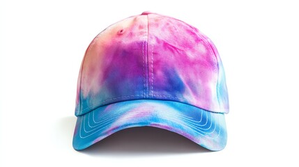 Wall Mural - Colorful tie-dye cap, perfect for casual wear or summer activities, white isolate background