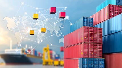 Poster - A digital representation of a global freight network with connections linking major cargo hubs
