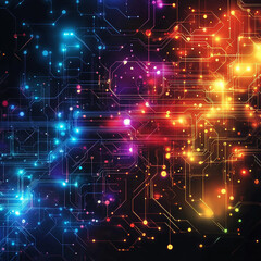 Leinwandbilder - Colorful digital patterns highlight modern technology concepts and innovation