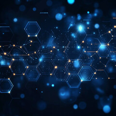 Leinwandbilder - Digital hexagonal patterns create a vibrant and futuristic abstract background design