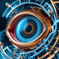 Poster - Close up of a blue eye with gold accents