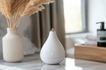 Aufkleber - Sanitizer droplets in action to eliminate bacteria on surfaces in a clean and modern interior setting. Generative AI