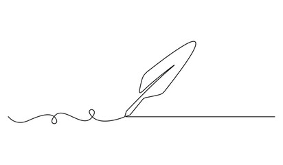 Canvas Print - Continuous single line drawing of bird feather vector illustration