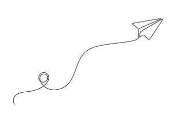 Poster - Paper airplane continuous one line drawing vector illustration
