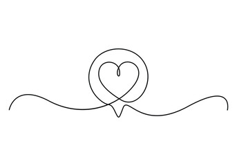 Poster - Single line drawing of speech bubbles. Simple continuous one line bubble chat with a heart .Talk bubbles one line drawing. Speech clouds with a like continuous line. Vector illustration