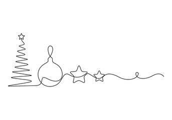 Poster - Continuous single line drawing of Christmas frame vector illustration